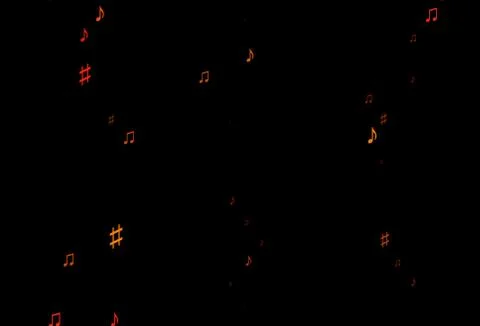 Dark Orange vector backdrop with music notes. Illustrazione stock