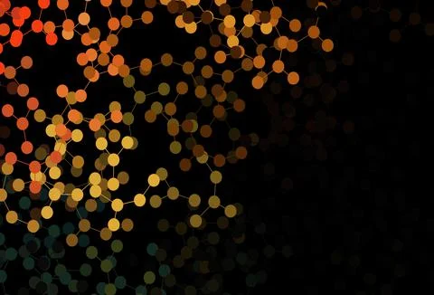Dark Orange vector background with forms of artificial intelligence. 库存插图