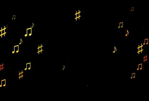Dark Orange vector background with music symbols. イラスト素材