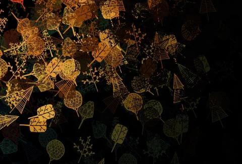 Dark Orange vector doodle pattern with trees, branches. Illustrazione stock