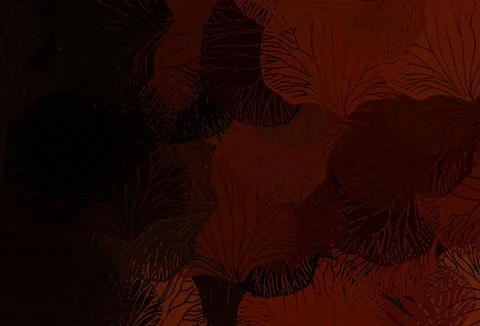 Dark Orange vector doodle pattern with leaves. Stock Illustration