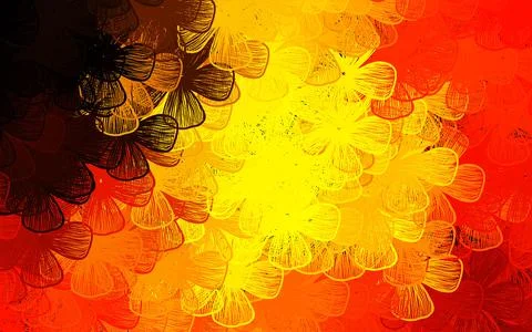 Dark Orange vector doodle pattern with trees, branches. Illustrazione stock