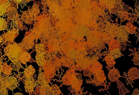 Dark Orange vector doodle pattern with trees, branches. Stock Illustration