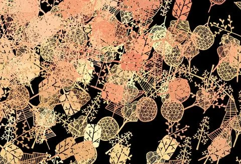 Dark Orange vector elegant template with trees, branches. Stock Illustration