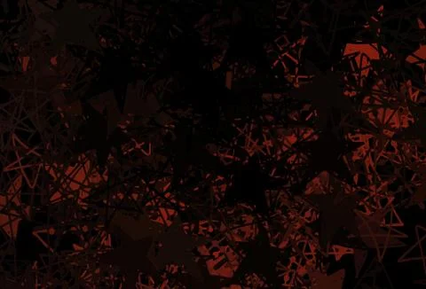 Dark Orange vector pattern with christmas snowflakes, stars. Stock Illustration