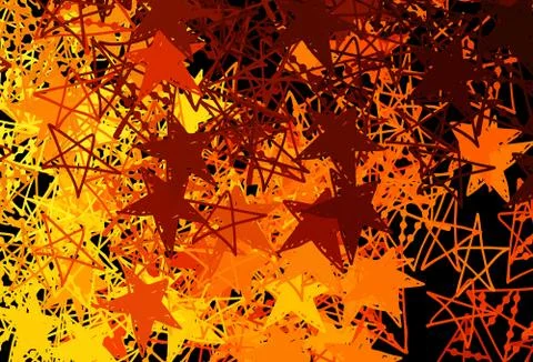 Dark Orange vector pattern with christmas snowflakes, stars. Stock Illustration