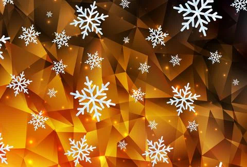 Dark Orange vector pattern with christmas snowflakes, stars. 스톡 일러스트