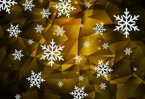Dark Orange vector pattern with christmas snowflakes, stars. Stock Illustration