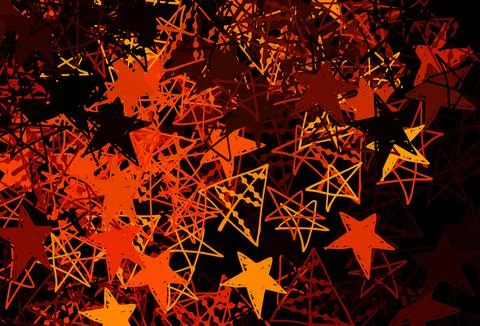 Dark Orange vector pattern with christmas snowflakes, stars. Stock Illustration