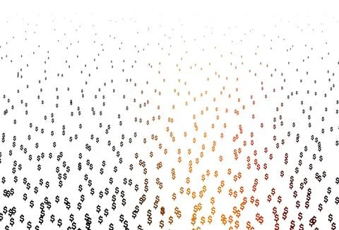 Dark Orange vector pattern with Dollar. Stock Illustration