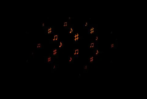 Dark Orange vector pattern with music elements. Illustrazione stock