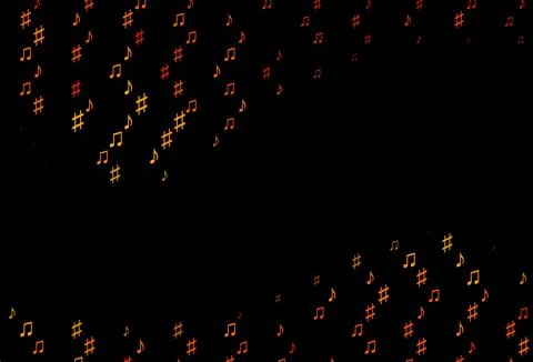 Dark Orange vector pattern with music elements. 스톡 일러스트