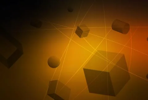 Dark Orange vector texture with 3D cubes, cylinders, spheres, rectangles. Stockillustratie