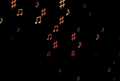 Dark Orange vector texture with musical notes. Illustrazione stock