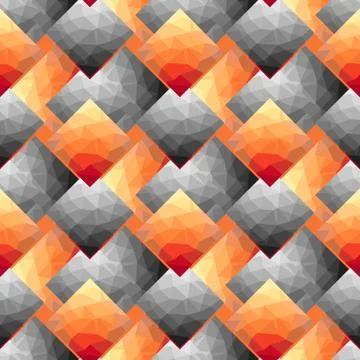 Dark orange, Yellow vector low poly texture seamless pattern. A sample with p 스톡 일러스트