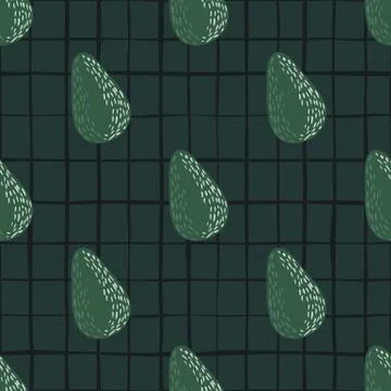 Dark pale seamless fruit pattern with healthy avocado fruit. Vegan simple pri Stock Illustration