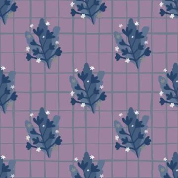 Dark pale seamless naive pattern with branches elements. Design in purple ton Stockillustratie