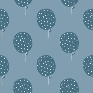 Dark pale seamless pattern with balloons dotted silhouettes. Navy blue palett Illustrazione stock