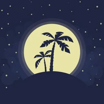 Dark palms silhouettes Stock Illustration
