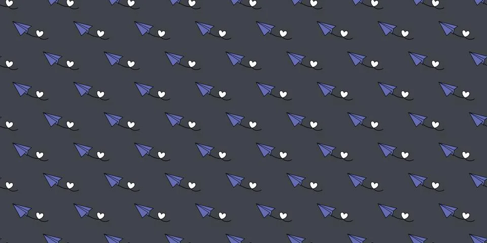 Dark paper plane seamless repeat pattern vector background 스톡 일러스트