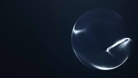 Dark particle orb with bright halftone energy patterns and wide copy space,.. Stock Footage 337611281