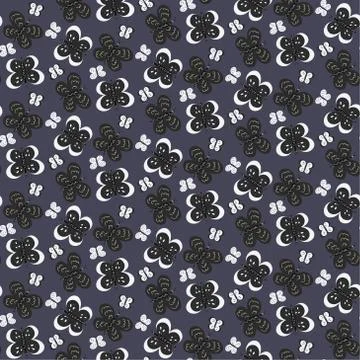 Dark pattern with butterflies in night Stock Illustration