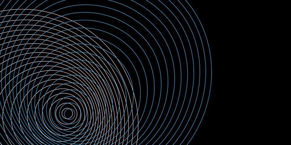 Dark pattern of concentric spirals, gradually expanding. Blue and white cir.. Illustrazione stock