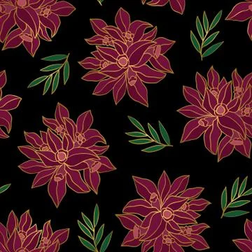 Dark pattern with lilac flowers. Stock Illustration