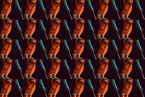 Dark pattern of road worker with jackhammer.hammer drill Stockfoto's