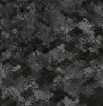 Dark pattern of triangles, hexagons, squares. Gray, dark, black colors Stockillustratie