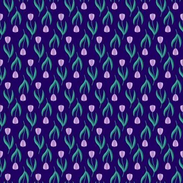 Dark pattern with tulips Illustrazione stock