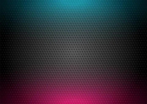 Dark perforated tech background with neon illumination Stock Illustration