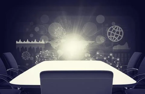 Dark picture with empty table and chairs Stock Illustration