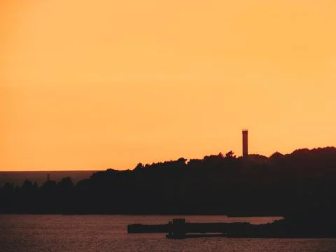 Dark Pier At Sunset Foto stock