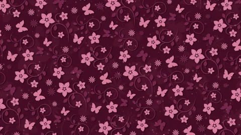 Dark pink background with flowers and butterflies Stock Footage 110316586
