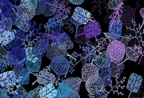 Dark Pink, Blue vector abstract pattern with trees, branches. Illustrazione stock