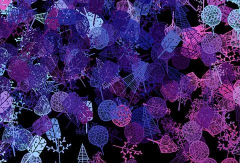 Dark Pink, Blue vector abstract backdrop with trees, branches. Stock Illustration