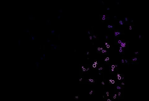 Dark pink, blue vector backdrop with gender signs. イラスト素材