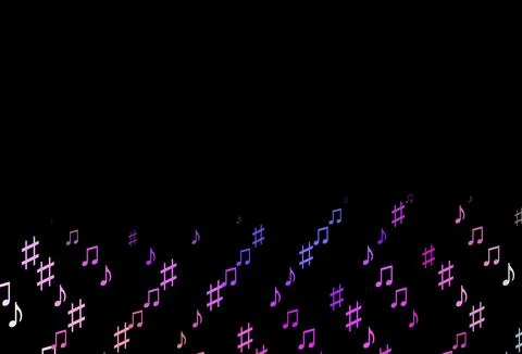 Dark Pink, Blue vector background with music symbols. イラスト素材