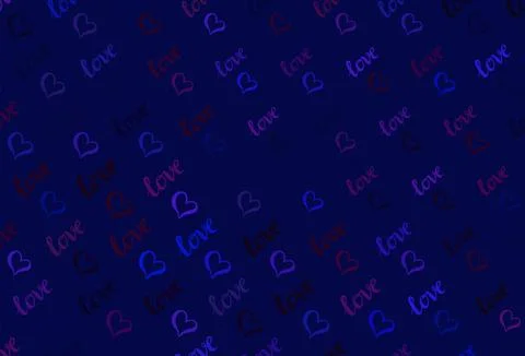 Dark Pink, Blue vector background with hearts. Stock Illustration