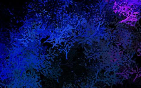 Dark Pink, Blue vector doodle pattern with trees, branches. 库存插图