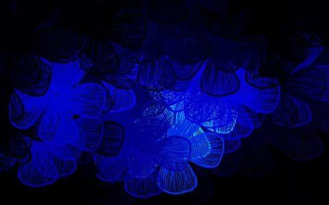 Dark Pink, Blue vector doodle pattern with trees, branches. Illustrazione stock