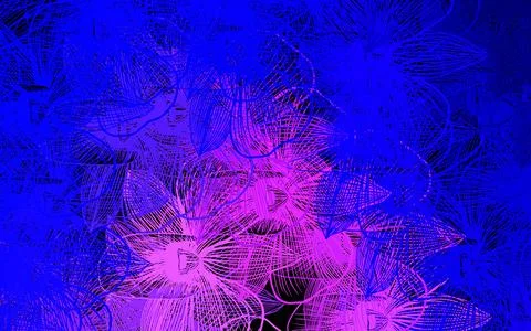 Dark Pink, Blue vector doodle background with flowers. Stock Illustration