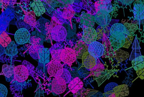 Dark Pink, Blue vector elegant pattern with trees, branches. Illustrazione stock