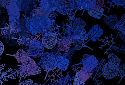 Dark Pink, Blue vector elegant pattern with trees, branches. イラスト素材