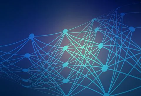 Dark Pink, Blue vector pattern with artificial intelligence network. Illustrazione stock