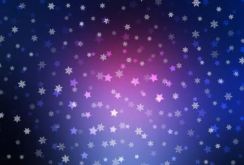 Dark Pink, Blue vector pattern with christmas snowflakes, stars. 库存插图