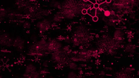 Dark pink color 3d mesh of tech elements and formula , Technology background Stock Footage 231360448