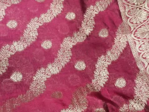 Dark pink fabric with traditional pattern Stock Photos