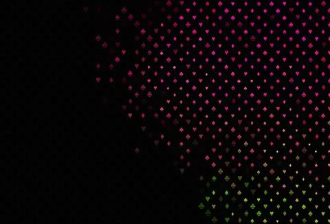 Dark pink, green vector pattern with symbol of cards. Illustrazione stock